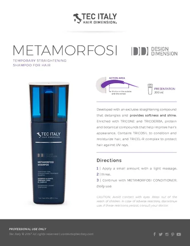 Miniatura 2 de Tec Italy Paquete alisador: Champú Metamorfosi, acondicionador, tratamiento sin enjuague - 30.3 onzas líquidas, sin parabenos, para cabello rizado