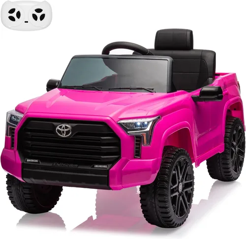 Miniatura 9 de Auto de paseo de 12 V para niños, camión Toyota con licencia, automóvil eléctrico a batería con música, luces LED, sistema de suspensión, puertas
