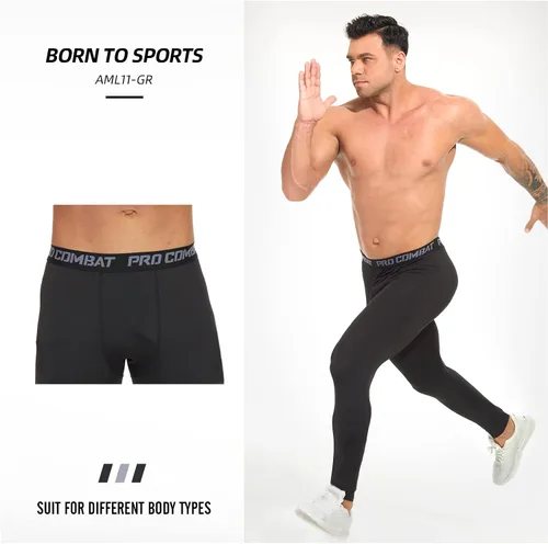 Miniatura 4 de SS COLOR FISH Paquete de 3 pantalones de compresión para hombre, atléticos, capa base, leggings de entrenamiento, mallas para correr para hombre