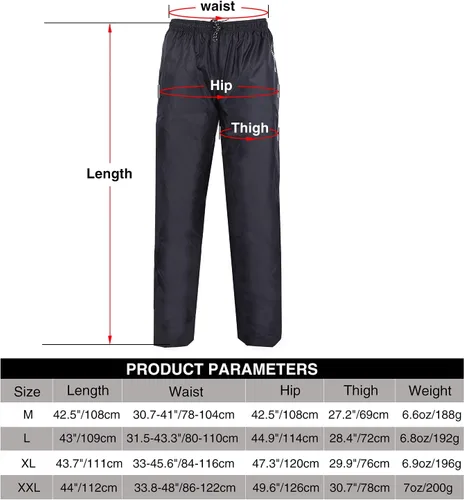 Miniatura 2 de REDCAMP Unisex Rain Pants Waterproof Lightweight with Side Zipper, PU5000mm Great for Hiking Outdoor, MLXLXXL Black