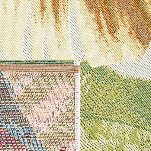 Miniatura 5 de SAFAVIEH Alfombra lavable para exteriores, colección Barbados – Alfombra de pasillo de 2 pies 8 pulgadas x 8 pies, dorada y verde, no desprende