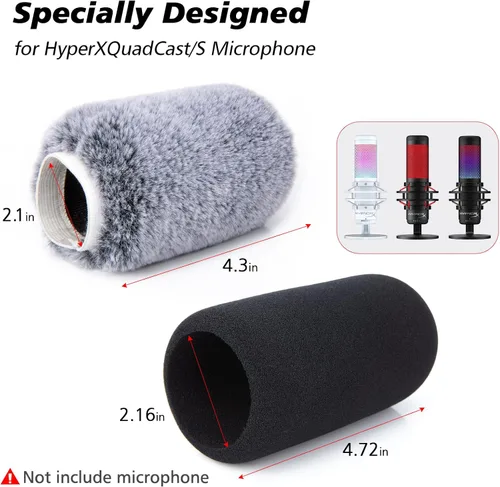 Miniatura 3 de Pantalla antiviento de micrófono Filtro Pop Compatible con HyperX QuadCast - Cubierta de espuma para micrófono con pantalla antiviento peluda