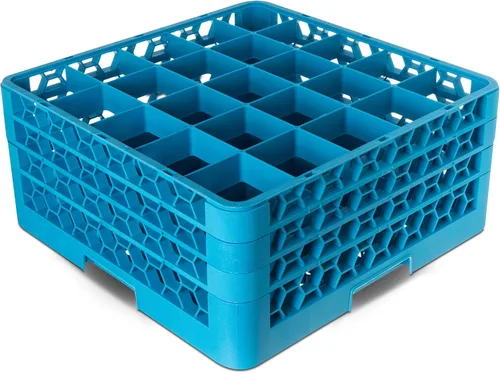 Miniatura 9 de Carlisle FoodService Products RG25-414 OptiClean - Estante de vidrio con 25 compartimentos con 4 extensores, compartimentos de 3-1/2 pulgadas, azul