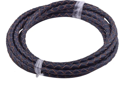 Miniatura 31 de KONMAY 2 yardas 8.0mm Cordón redondo de cuero trenzado auténtico marrón antiguo para corbata de bolo
