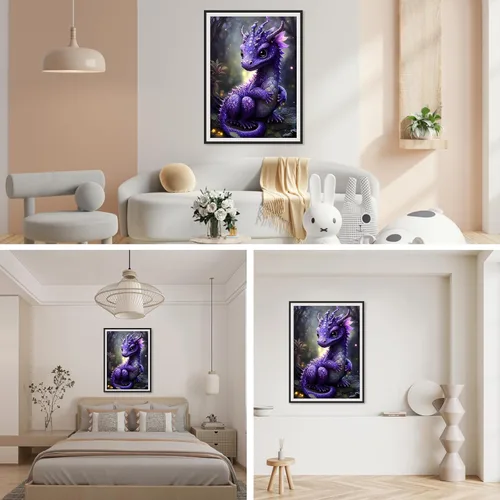 Miniatura 3 de SENQAO Kits de pintura de diamantes de dragón para adultos, kits de arte de diamantes de dragón arte de animales de diamantes con diamantes redondos