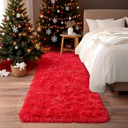 Miniatura 16 de Alfombras suaves para pasillos de dormitorio, nuevas, con parte inferior antideslizante mejorada, de 2 x 3, alfombra esponjosa y peluda verde