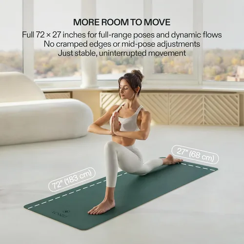 Miniatura 6 de Esterilla de yoga premium – Agarre de poliuretano antideslizante activado por el sudor I Base de goma natural I 0.157 in para yoga, pilates y Verde