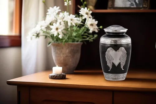 Miniatura 4 de Urna de alas de ángel, alas de ángel amorosas y urna de cremación de corazón, urnas para adultos bellamente hechas a mano para hombres y mujeres