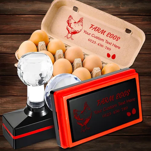Miniatura 6 de Sello personalizado de cartón de huevos frescos de granja, sellos autoentintados personalizados para gallineros de granja