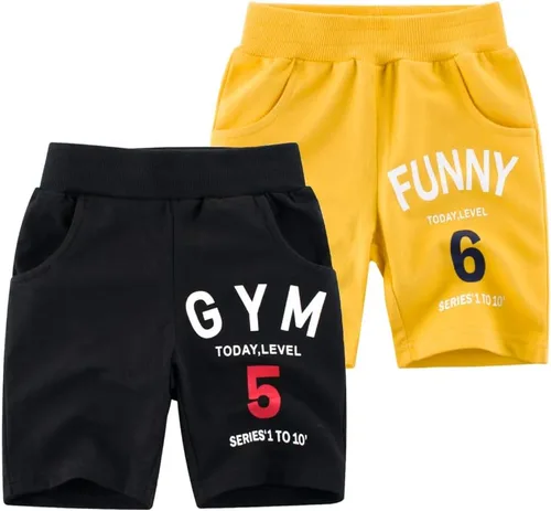 Paquete de 2 pantalones cortos deportivos de punto de verano para niños y niñas, pantalones cortos suaves casuales para bebés