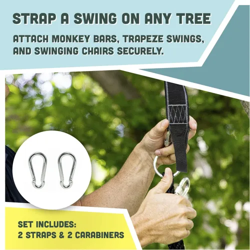 Miniatura 2 de Squirrel Products Dos correas de nailon para colgar columpios para árboles, 10 pies cada una