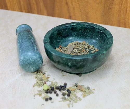 Miniatura 2 de KLEO Juego de mortero y mortero de piedra natural de 4 pulgadas, molinillo de especias y hierbas resistente, triturador de guacamole, no poroso