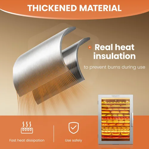 Miniatura 4 de Máquina Deshidratadora de Alimentos con 12 Bandejas de Acero Inoxidable, 10.9 pies² Deshidratador de Carne para Cecina, Secador de 800W
