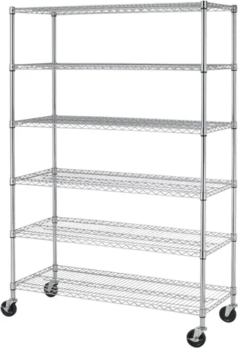 Miniatura 8 de Estante de almacenamiento de metal con capacidad de 6,000 libras, estante de metal de 6 niveles con ruedas 48 pulgadas de largo x 18 pulgadas
