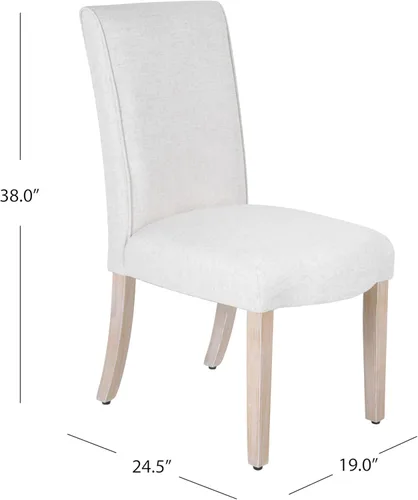Miniatura 3 de Homepop Silla de comedor con detalle festoneado, sillas de comedor Parsons tapizadas, muebles decorativos para el hogar, tejido texturizado crema