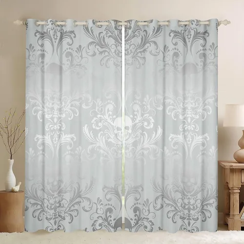 Miniatura 42 de Cortinas y cortinas de damasco turquesa para adultos, cortinas opacas barrocas victorianas antiguas, 2 paneles de 38 pulgadas de ancho x 54 pulgadas