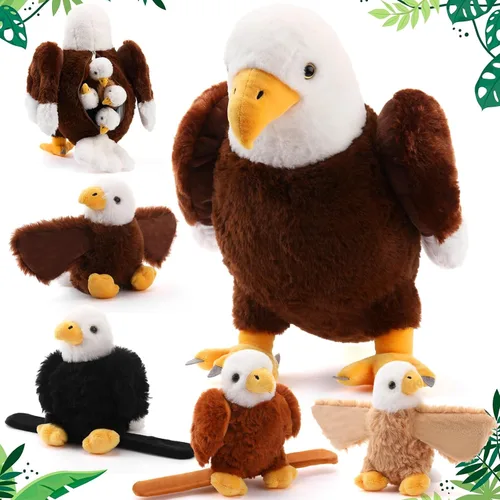 Miniatura 8 de Lenwen 5 piezas de juguetes de peluche de ajolotl, 1 mamá negra con 4 bebés lindos, animales de peluche ajolote peluches en la barriga, regalos