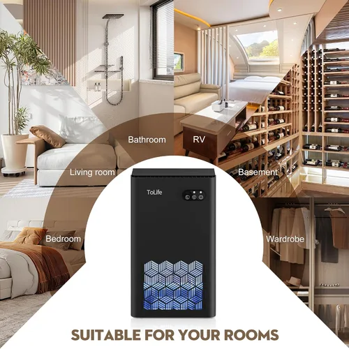 Miniatura 7 de ToLife Deshumidificador para el hogar, deshumidificadores de 1000 pies cuadrados para sótano, dormitorio, baño, con tanque de agua de 95 onzas
