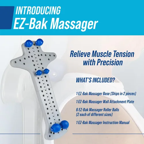 Miniatura 2 de EZ-Bak Masajeador de cuello y espalda montado en la pared, herramienta de liberación miofascial de tejido profundo, bolas de rodillo ajustables