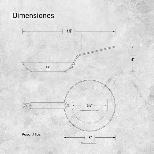 Miniatura 7 de Sartén redonda de hierro DeBuyer con mineral B, 7.9 pulgadas, Plateado/Gris