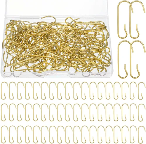 Miniatura 8 de Hotop 120 ganchos dorados para adornos, ganchos colgantes de alambre de metal flexible de Navidad con caja de almacenamiento para árbol de Navidad