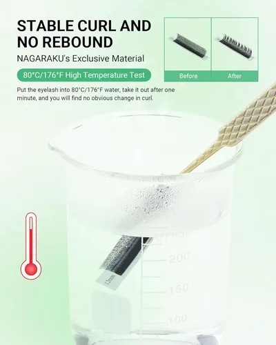 Miniatura 48 de NAGARAKU Extensiones de pestañas falsas en forma de W de 4D, suaves y naturales, con volumen, rizado D, 0.07mm, mezcla de 8-15mm, abanico 0.07-D 4D W