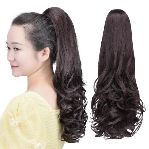 Miniatura 13 de Extensión de cola de caballo negra con clip de garra, ondulada, 10 pulgadas, 3.5 onzas, sintético, como verdaderos, postizos, para mujer, Yaki