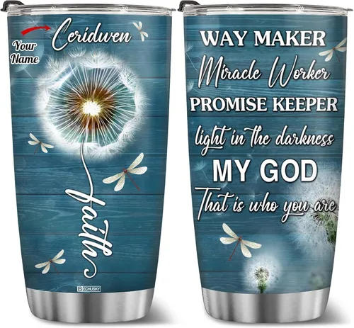 Miniatura 22 de BECHUSKY Vaso personalizado de viaje de diente de león con tapa, 20 onzas, Acepta lo que es dejar ir de lo que era de madera Taraxacum flor floral