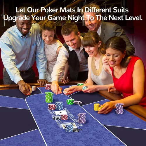 Miniatura 4 de Impermeable 70 '' x 35 '' Alfombra de póquer profesional, 8 jugadores de goma portátil Texas Hold'em Poker mesa diseño superior con bolsa de 70 X 35