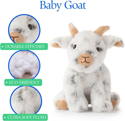 Miniatura 13 de The Petting Zoo - Peluche de cabra de la granja de juguete, regalos para niños, animales de granja Wild Onez Babiez, juguete de peluche de cabra