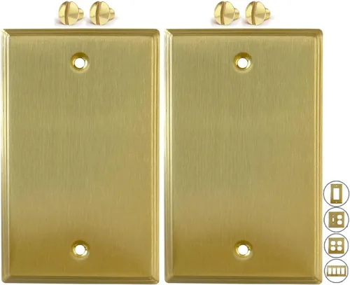 Miniatura 10 de Rio Salto BRASS - Placa de pared moderna de metal dorado para interruptor de luz o cubierta de enchufe, placa de pared para receptáculo individual