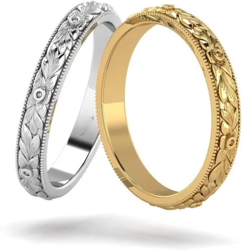 Miniatura 3 de Anillo de boda grabado con filigrana victoriana de 0.118 in hecho a mano