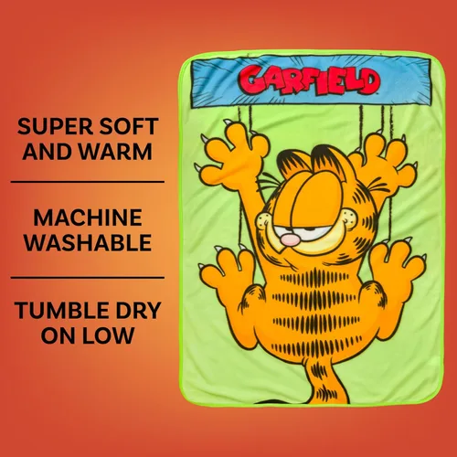 Miniatura 3 de Silver Buffalo Garfield Hanging On - Manta de forro polar de 45 x 60 pulgadas, suave y acogedora, 180 GSM Garfield colgando