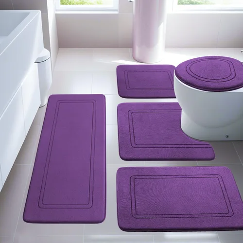 Miniatura 20 de YIHOUSE Juego de alfombras de baño de espuma viscoelástica, juego de 2 piezas, tapetes de baño antideslizantes para baño, juego de alfombras de baño