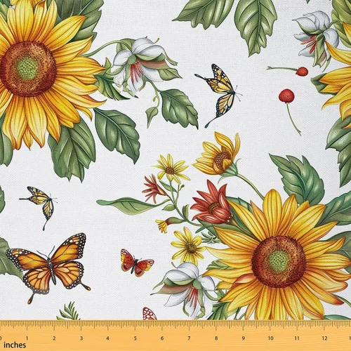 Miniatura 8 de Feelyou The Yard - Tela de mariposa vintage con estampado de hojas, tela de tapicería retro con estampado de mariposas para sillas, sofá, franela