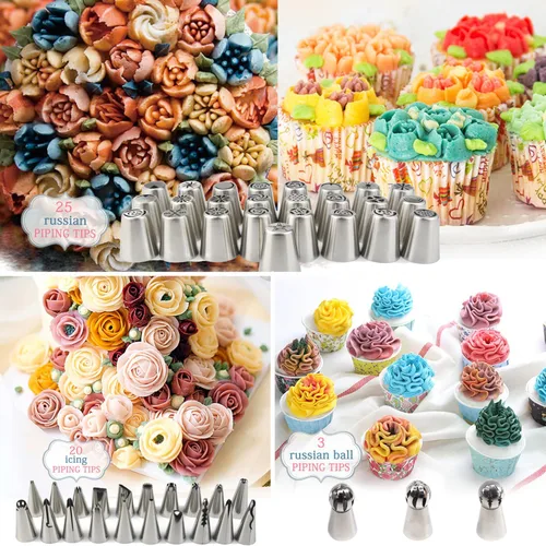 Miniatura 4 de Puntas rusas para decorar pasteles – Juego de 88 boquillas de glaseado y glaseado de flores – Kit completo de herramientas para hornear pastelería