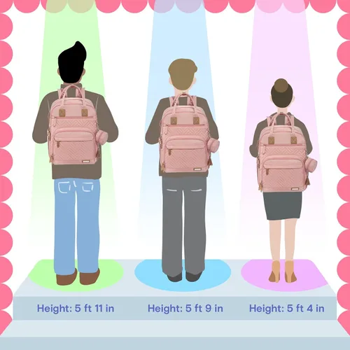 Miniatura 7 de iniuniu Mochila para pañales, kit 4 en 1, bolsas de bebé unisex grandes para niños y niñas, mochila de viaje impermeable con bolsa para pañales Rosa