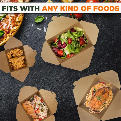 Miniatura 6 de Fit Meal Prep Paquete de 25 recipientes desechables de 110 onzas para llevar para microondas, cajas de papel kraft para llevar, contenedores