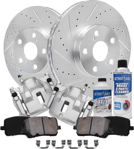 Miniatura 15 de Detroit Axle - Kit de freno delantero para Ford Explorer Mercury Mountaineer 2002-2005 Bujes de rodamiento de rueda perforados y ranurados rotores