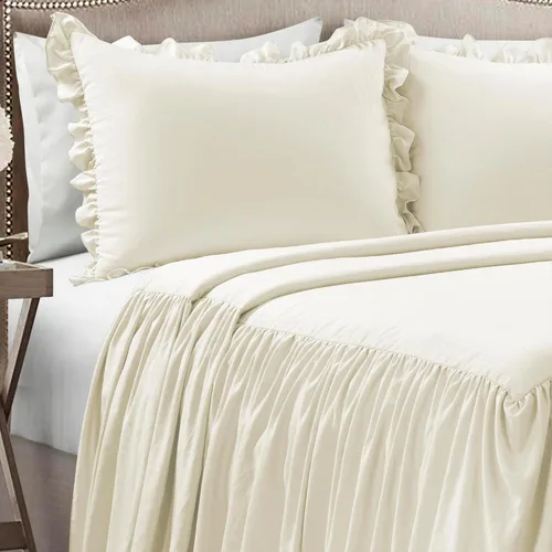 Miniatura 3 de Lush Decor - Juego de colcha con volantes de 3 piezas de lujo, estilo de casa de campo, elegante detalle de volantes, diseño clásico y atemporal