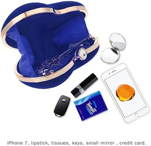 Miniatura 5 de Bolsos de embrague en forma de corazón de terciopelo para mujeres fiesta de noche Tote con cadena de hombro