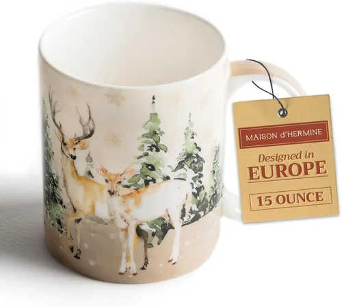 Miniatura 194 de Maison d' Hermine Taza de café con asas, tazas de porcelana fina de hueso, paquete de dos tazas de té para bebidas calientes, capuchino, latte, 015