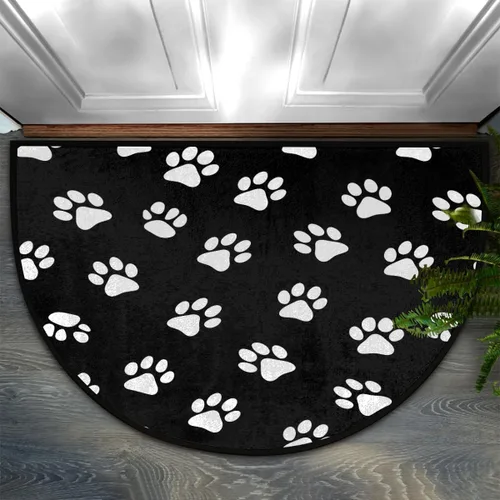 AUUXVA Tapete semicircular con estampado de patas de perro, para entrada interior, huellas, cachorros, antideslizante, absorbente, 24 x 36 pulgadas,