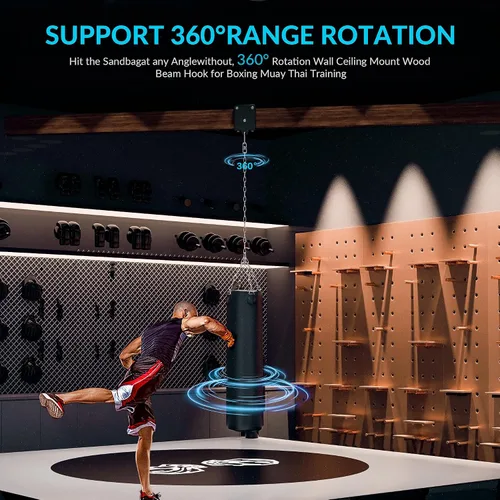 Miniatura 2 de Percha para saco de boxeo pesado, colgador de saco de boxeo de 360°, gancho de montaje para bolsa pesada Rafter, soporte de montaje de saco