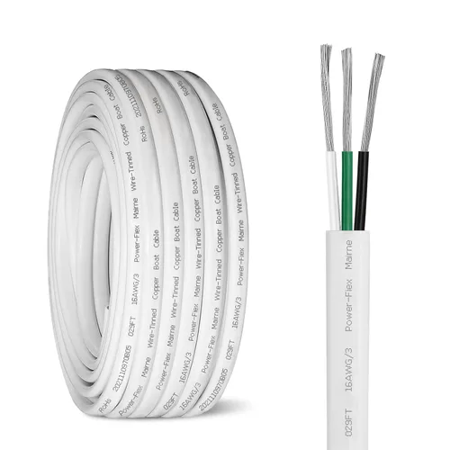 Cable marino triplex de calibre 16, cable de cobre estañado para barco, 100 pies 16 AWG estándar USA OFC alambre de cobre libre de oxígeno para