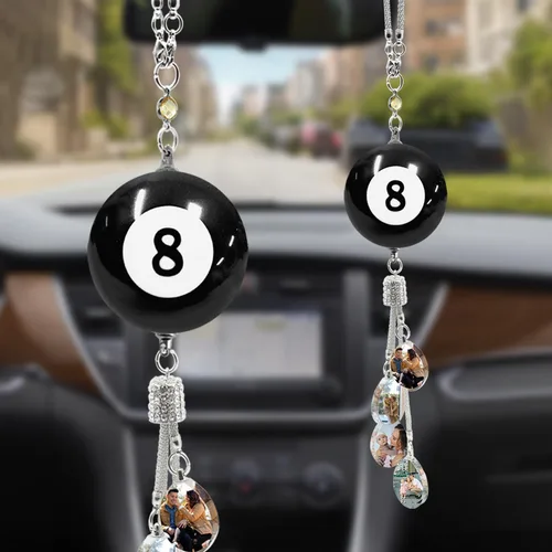 Colgante personalizado negro-8 para foto de coche, adornos colgantes de automóvil, para mujeres y hombres, regalo del día de San Valentín para