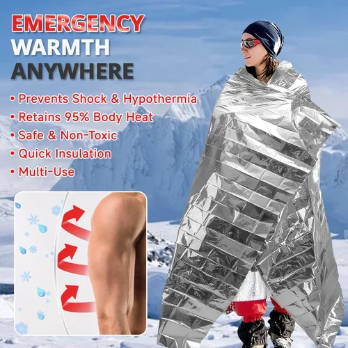 Miniatura 7 de SecuCaptain Mantas Térmicas de Emergencia de Supervivencia: Extra Grandes 84" x 63" Kit de Manta de Mylar Espacial para Exteriores Camping