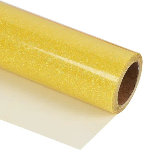 Miniatura 16 de Guangyintong Rollos de Vinilo Amarillo de Transferencia de Calor HTV, 12" x 8 pies, Superficie Brillante de Vinilo para Planchar en Camisetas, Fácil