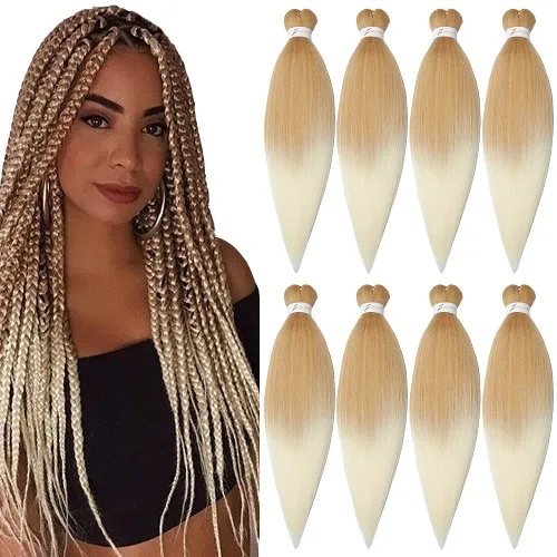 Miniatura 36 de Cabello trenzado preestirado negro natural, cabello largo trenzado de 32 pulgadas, 8 paquetes de extensiones de cabello trenzado profesional
