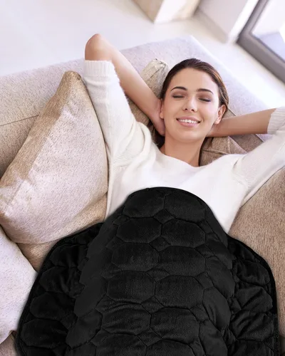 Miniatura 7 de Topblan Manta con peso de 7 libras para adultos, manta con peso pequeña para siestas, relajación, relajación y viajes, agradable al tacto y lavable